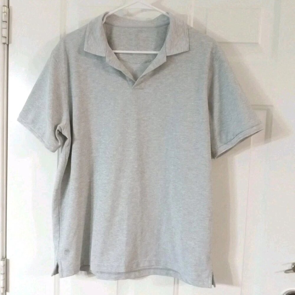 Veboon Polo Shirt Mens Large Gray Dynamic Flex Short Sleeves Stretch Casual